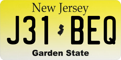 NJ license plate J31BEQ