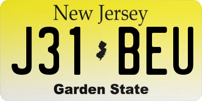 NJ license plate J31BEU