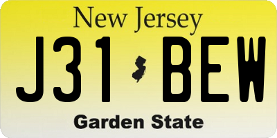 NJ license plate J31BEW