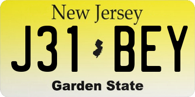 NJ license plate J31BEY