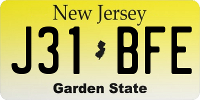 NJ license plate J31BFE