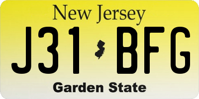 NJ license plate J31BFG