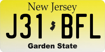 NJ license plate J31BFL