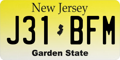 NJ license plate J31BFM