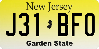 NJ license plate J31BFO