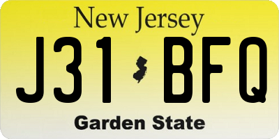NJ license plate J31BFQ