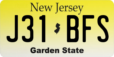 NJ license plate J31BFS