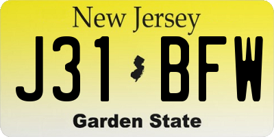 NJ license plate J31BFW