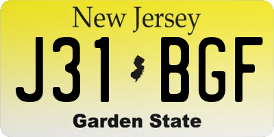 NJ license plate J31BGF