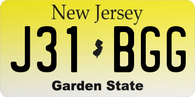 NJ license plate J31BGG