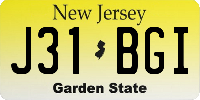 NJ license plate J31BGI