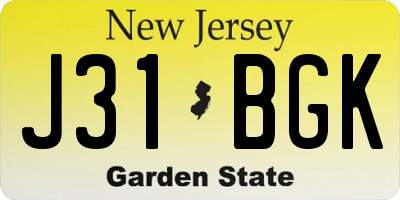 NJ license plate J31BGK