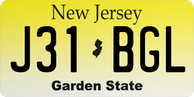 NJ license plate J31BGL