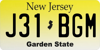 NJ license plate J31BGM