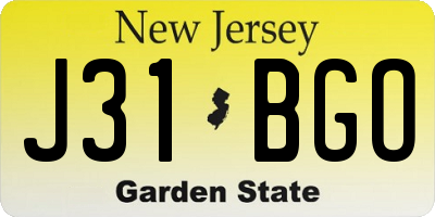 NJ license plate J31BGO