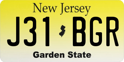 NJ license plate J31BGR