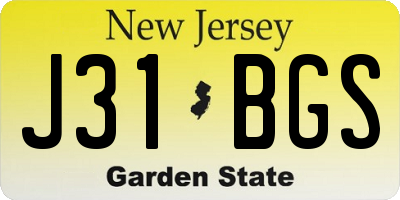 NJ license plate J31BGS