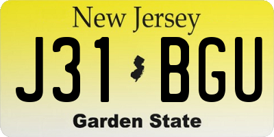 NJ license plate J31BGU