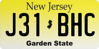 NJ license plate J31BHC