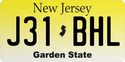 NJ license plate J31BHL