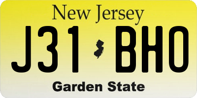 NJ license plate J31BHO