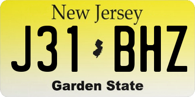 NJ license plate J31BHZ