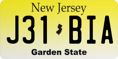 NJ license plate J31BIA