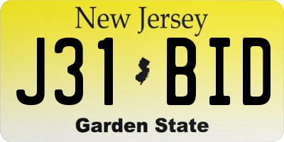 NJ license plate J31BID