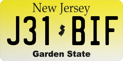 NJ license plate J31BIF