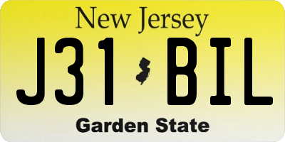 NJ license plate J31BIL