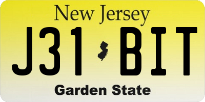 NJ license plate J31BIT