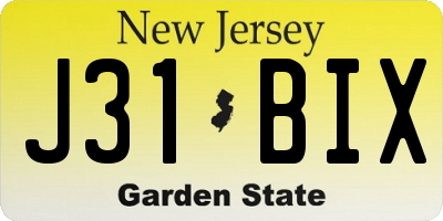 NJ license plate J31BIX