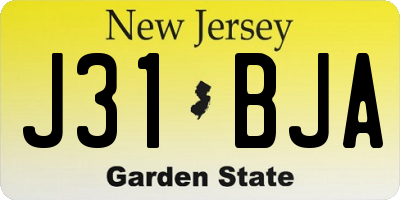 NJ license plate J31BJA