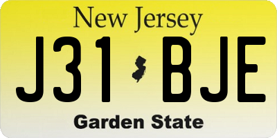 NJ license plate J31BJE
