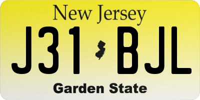 NJ license plate J31BJL
