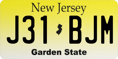 NJ license plate J31BJM