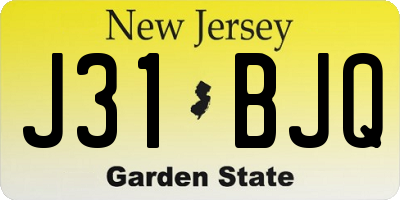 NJ license plate J31BJQ