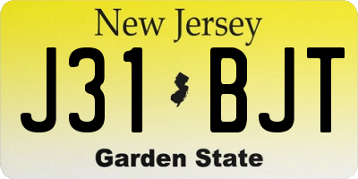 NJ license plate J31BJT