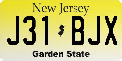 NJ license plate J31BJX