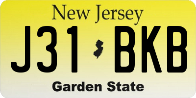 NJ license plate J31BKB