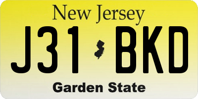 NJ license plate J31BKD