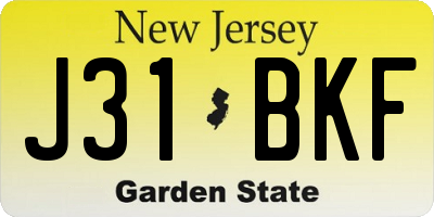 NJ license plate J31BKF