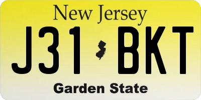 NJ license plate J31BKT