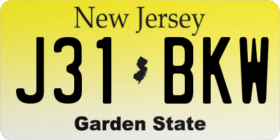 NJ license plate J31BKW