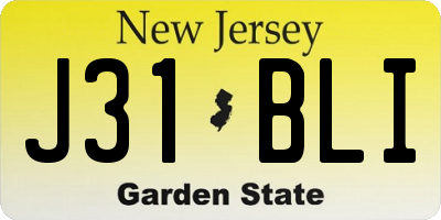 NJ license plate J31BLI