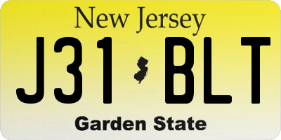 NJ license plate J31BLT