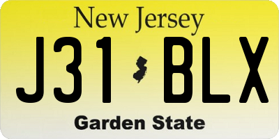 NJ license plate J31BLX