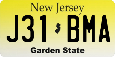NJ license plate J31BMA