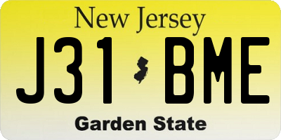 NJ license plate J31BME