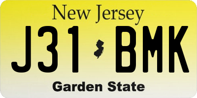NJ license plate J31BMK